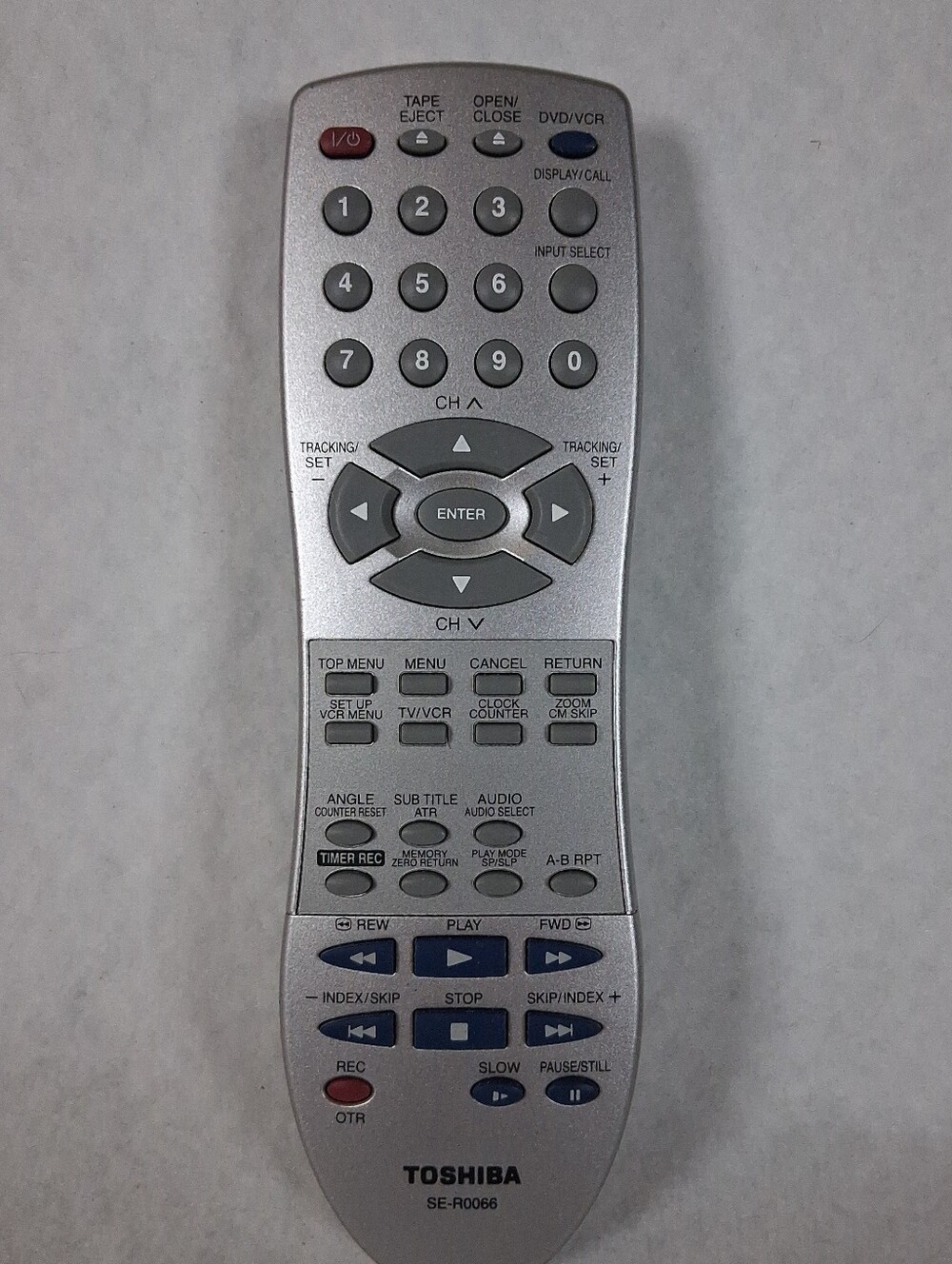 Toshiba SE-R0066 Remote Control Genuine OEM Silver TESTED DVD/VCR Combo Silver